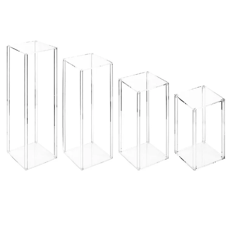 Stylish floating shelves for books-Clear Acrylic Floral Stands, Set of 4