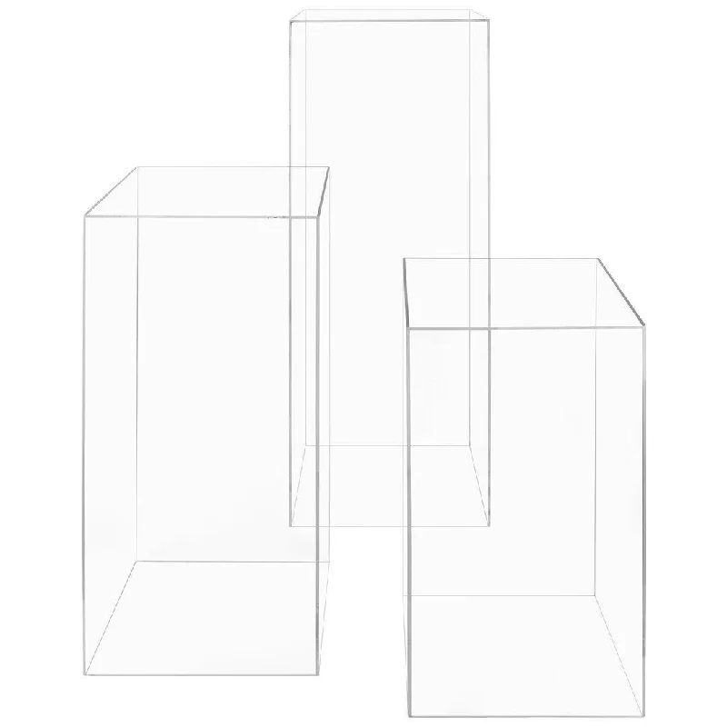 Sleek stainless steel sculptures-Set of 3 Modern Acrylic Pedestal