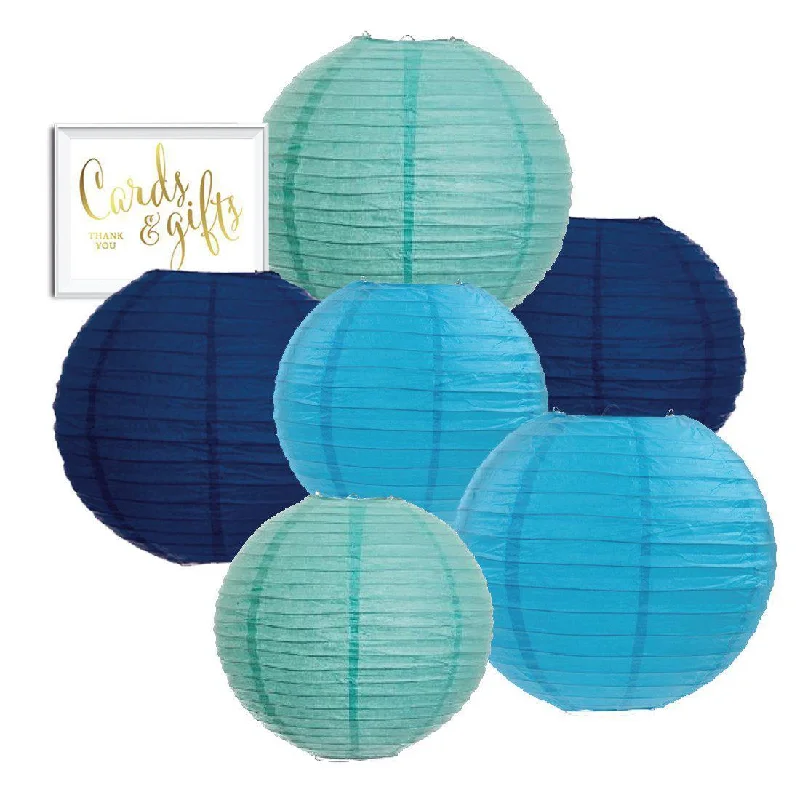 Elegant crystal table runners-Diamond Blue, Turquoise, Navy Blue Hanging Paper Lanterns Decorative Kit