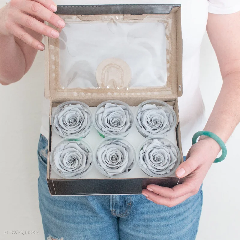 Vintage floral table runners-Grey Preserved Roses