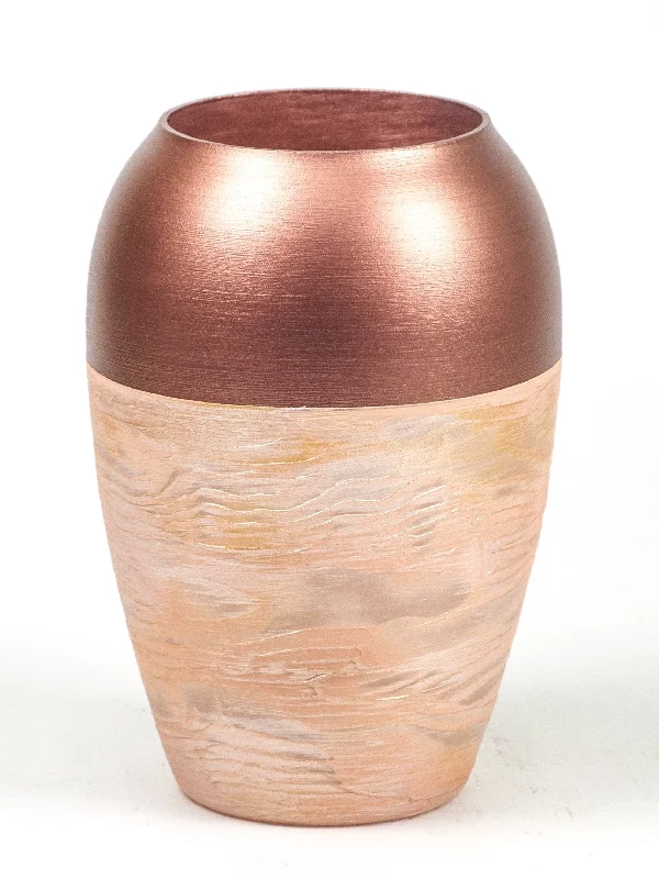 Vintage brass table lamps-Handpainted Glass Copper Art Bud Vase | Interior Design Home Room Decor | Table vase 8 inch | 9381/200/sh177