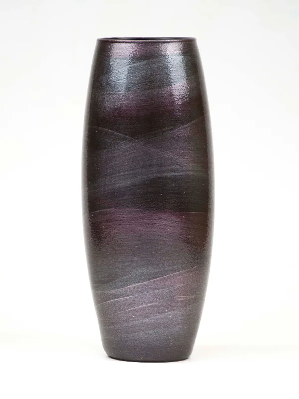 Sleek black sculptures-Handpainted Glass Vase for Flowers | Glossy Burgundy Painted Art | Interior Design | Table vase | 7736/250/lk287