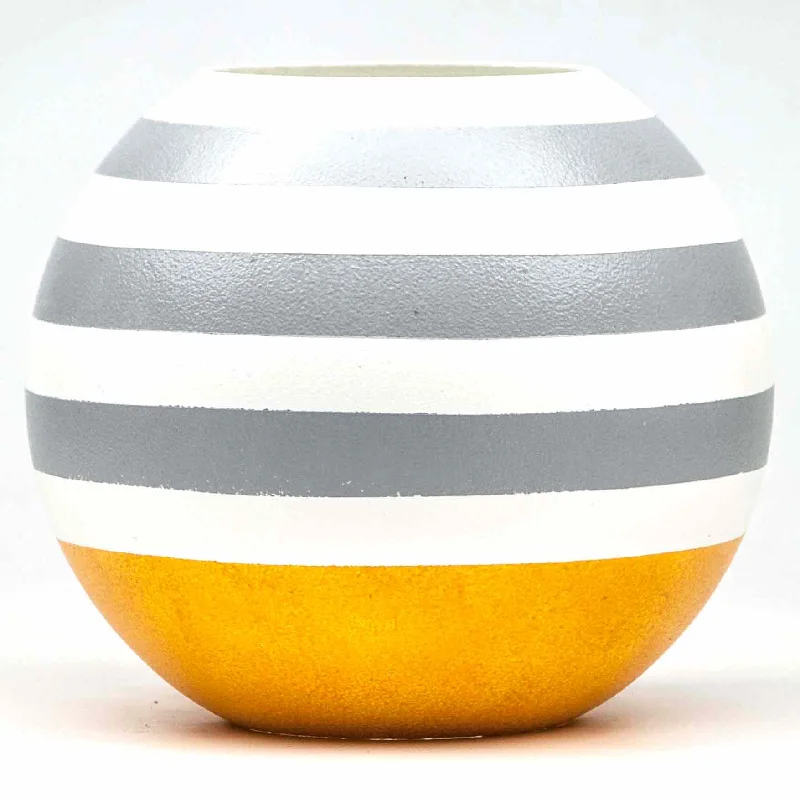 Modern abstract sculptures-Handpainted Glass Vase for Flowers | Painted Art Glass Round Yellow Vase | Interior Design Home Room Decor | Table vase 6 inch | 5578/180/sh141.1