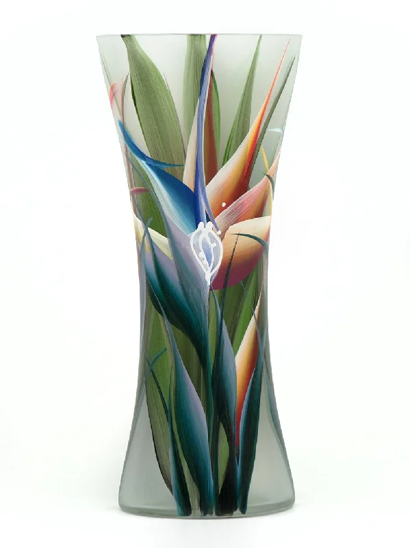 Retro ceramic table vases-Handpainted Glass Vase for Flowers | Strelitzia Art | Home Room Decor | Table vase | 7756/300/sh119