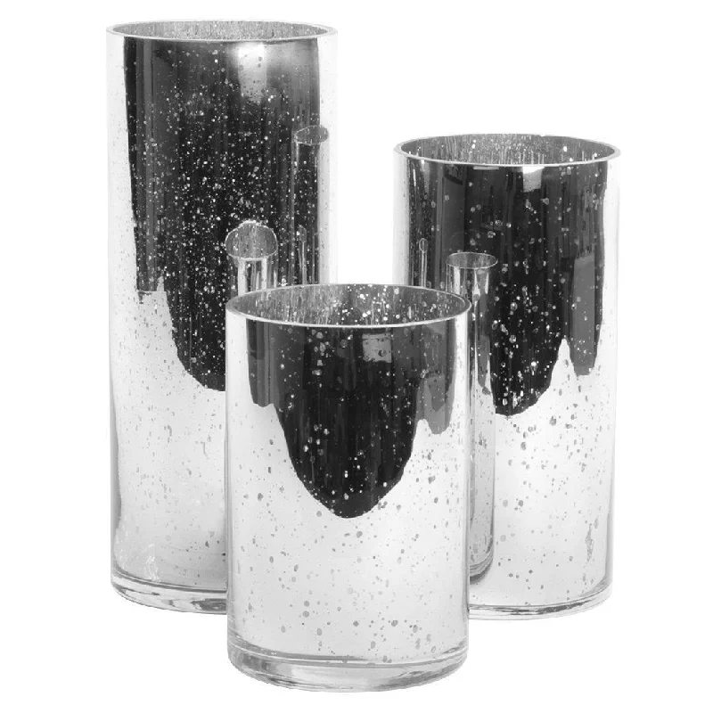 Luxury crystal wall decor-Set of 3 Mercury Glass Cylinder Vases Set