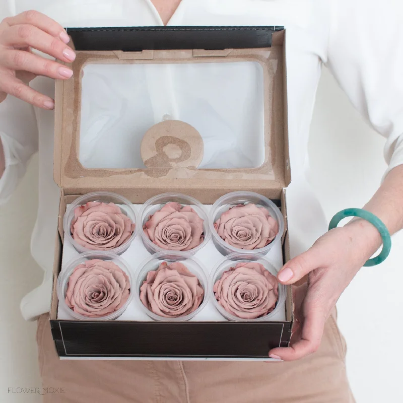 Stylish rattan storage bins-Mocha Preserved Roses