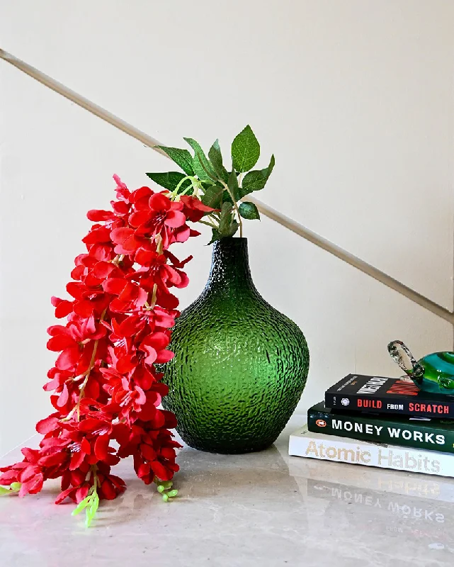 Elegant marble table coasters-Refined Green Glass Globular Glass Vase | 4 x 11 inches