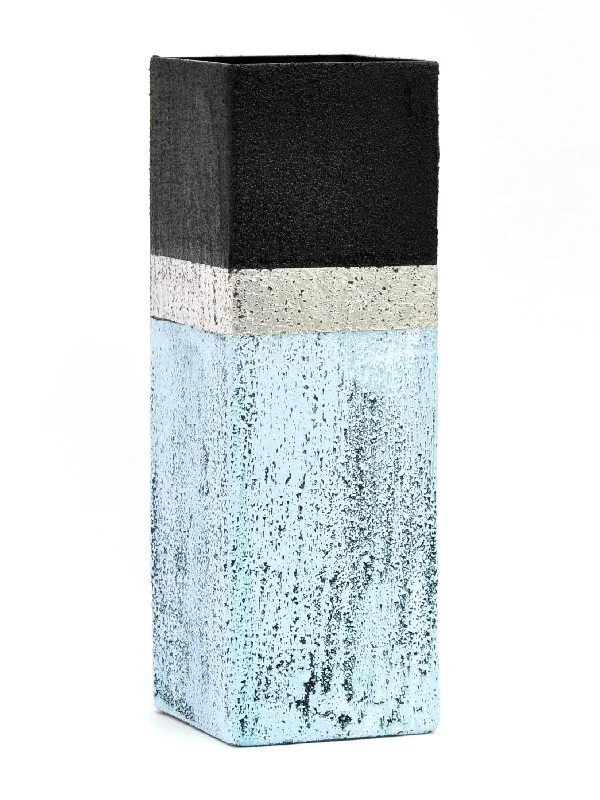 Sleek stainless wall art-Stone imitation glass vase | Table vase 12 inch | Handpainted vase for flowers | Art Glass Square Vase | Interior Design | Home Decor | 6360/300/sh139.2