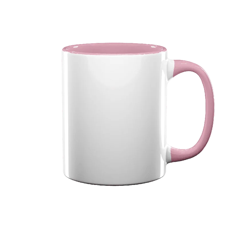 Hand-blown glass cups-11 oz Inner & Handle Colored Mug - Pink