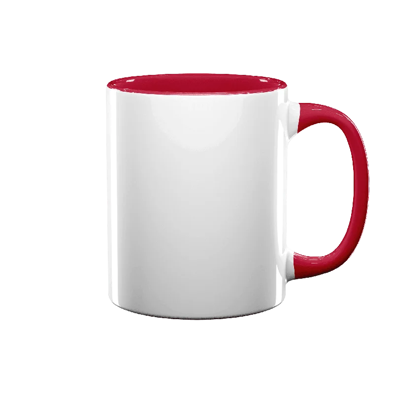 Frosted glass drinking cups-11 oz Inner & Handle Colored Mug - Red