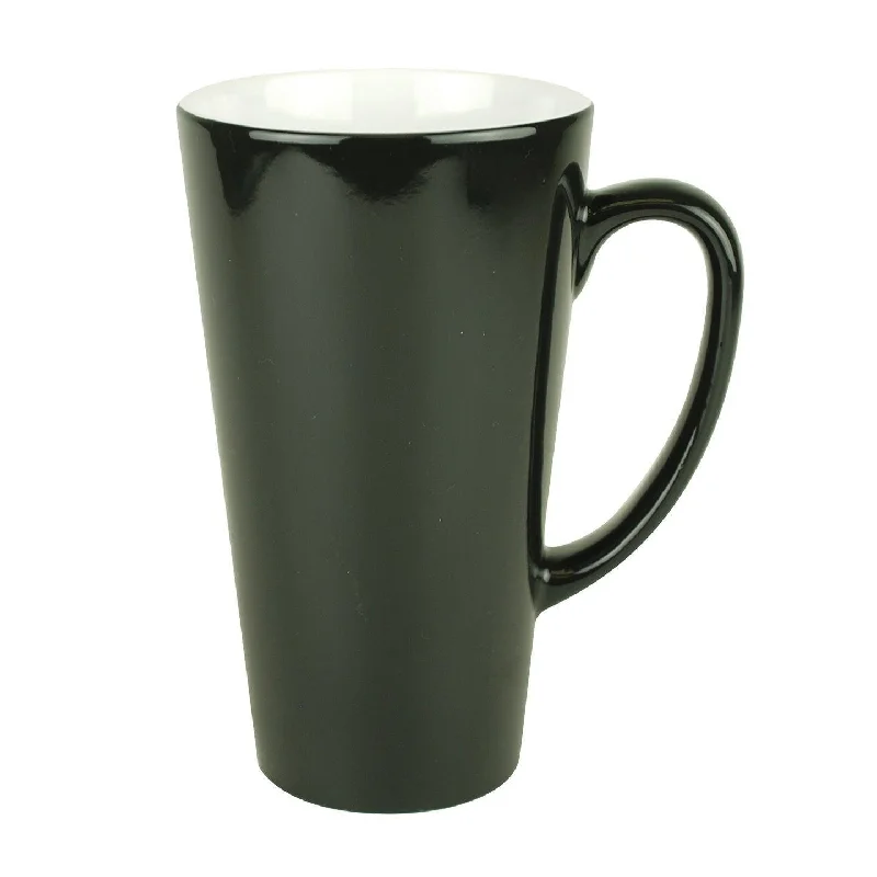 Minimalist stoneware cups-17 oz Latte Mug - Color Changing - Black