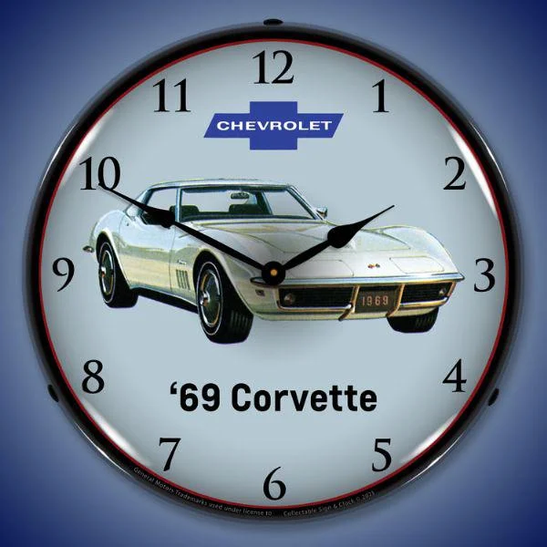 Retro macrame throw pillows-1969 Corvette Backlit LED Clock