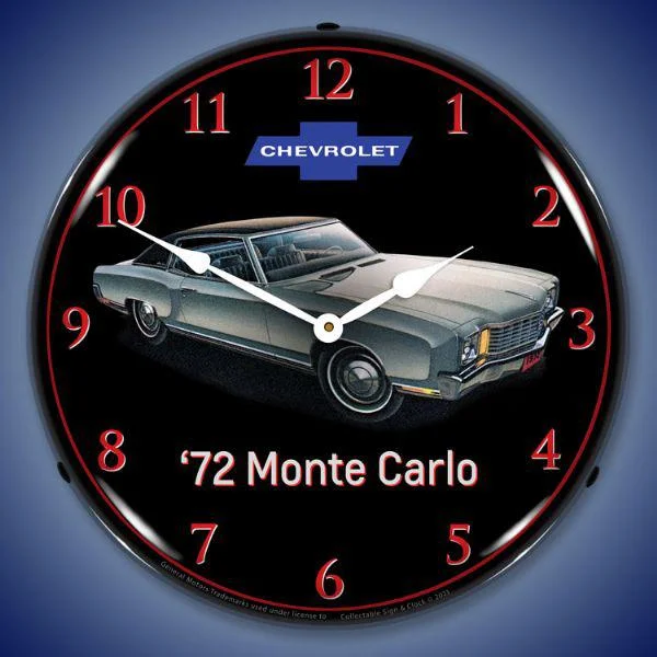 Designer glass candle holders-1972 Monte Carlo Backlit LED Clock