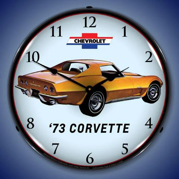 Hand-painted clay figurines-1973 Corvette Backlit LED Clock