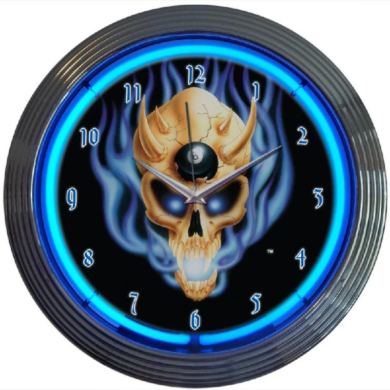 Elegant marble table coasters-8 Ball Skull Neon Clock