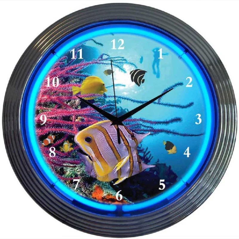 Vintage floral candle lanterns-Aquarium Neon Clock