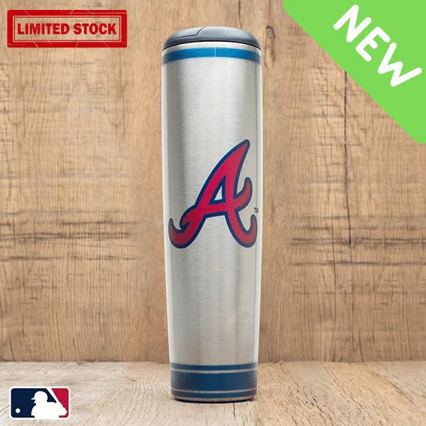 Minimalist glass coffee mugs-Atlanta Braves Metal Dugout Mug | Stainless Steel Baseball Bat Mug