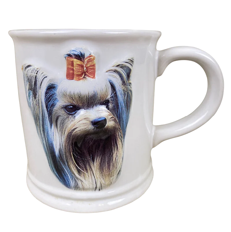 Stackable ceramic drinking cups-Best Friend Originals Yorkie Embossed Mug Xpres