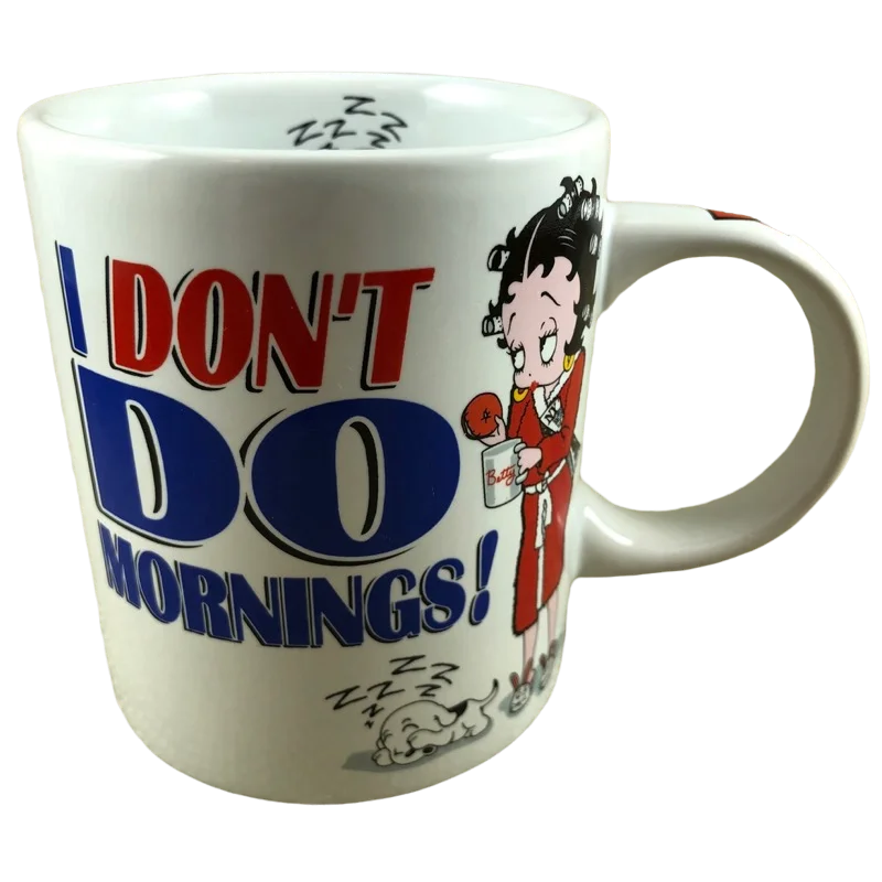 Elegant silver-rimmed teacups-Betty Boop I Don't Do Mornings Mug NJ Croce