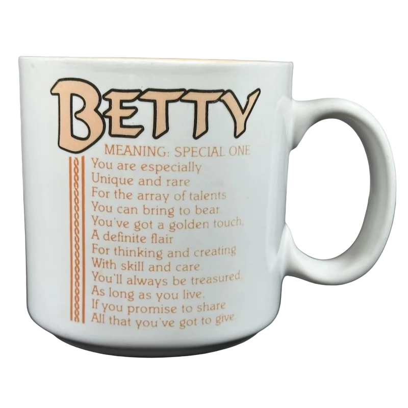 Handmade clay cups for artisans-BETTY Poetry Name Mug Peach Interior Papel