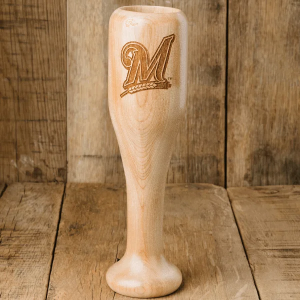 Shatterproof plastic wine cups-Milwaukee Brewers "M" Wined Up® | Baseball Bat Wine Mug