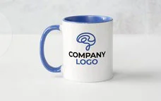 Microwave-safe ceramic mugs-"Azure Affinity" Blue Practice Logo Mug - Qty. 20