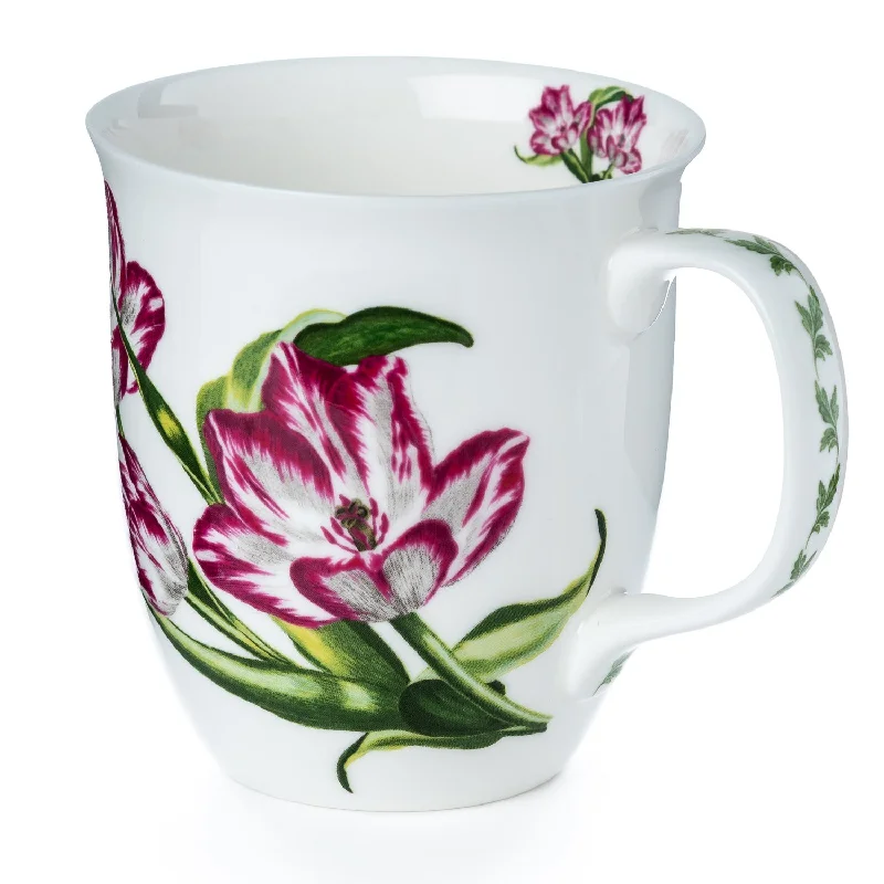 Dishwasher-safe glass tumblers-Botanical Flowers Blooming Tulips Java Mug | NEW FOR 2024