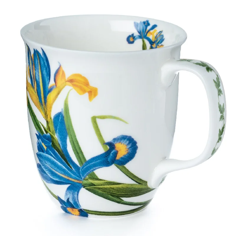 Hand-blown glass cups-Botanical Flowers Garden Iris Java Mug | NEW FOR 2024