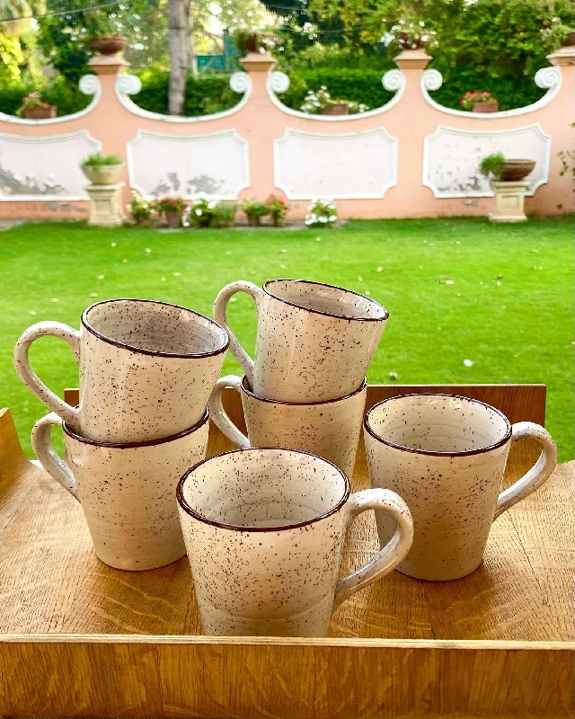 Sleek copper water mugs-Brush grey conical mugs. Set of 6.