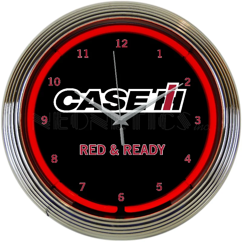 Stylish floating shelves for books-Case Red and Ready Neon Clock