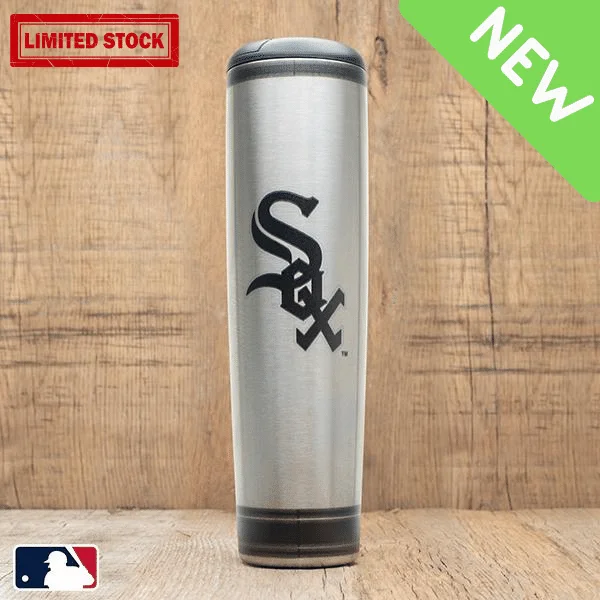 Bold yellow ceramic tumblers-Chicago White Sox Metal Dugout Mug | Stainless Steel Baseball Bat Mug