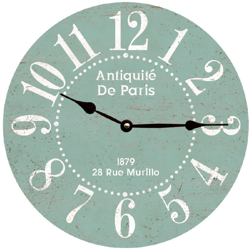 Cute kids’ wall clocks-French Clock - Antiquite de Paris Clock - Seafoam Clock