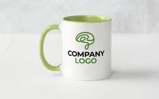 Retro striped coffee cups-"Verdant Vision" Green Practice Logo Mug - Qty. 20