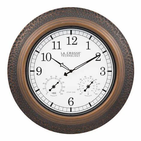 Sleek stainless steel planters-La Crosse Technology 433-3256A-INT 21" Indoor/Outdoor Atomic Metal Wall Clock