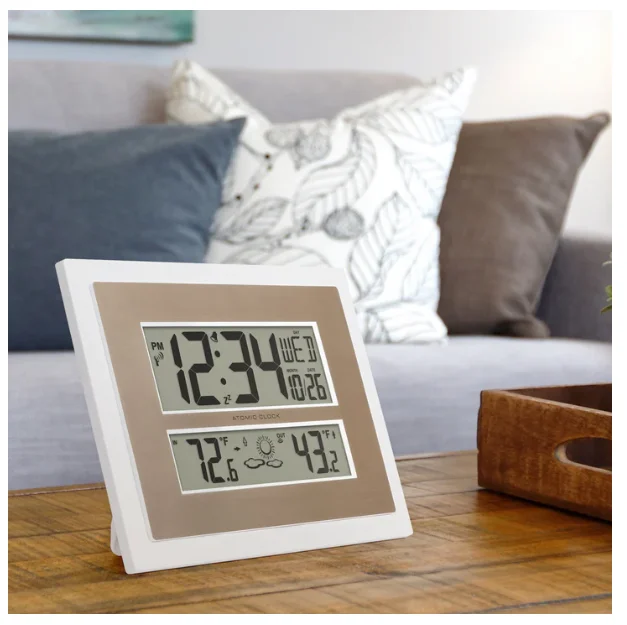 Bold yellow wall frames-LaCrosse Technology 512-14937 Atomic Digital Wall Clock with Indoor/Outdoor Temperature and Indoor Humidity