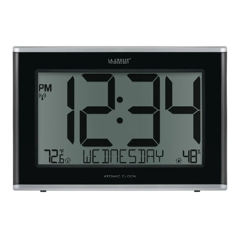 Rustic wooden table decor-LaCrosse Technology 513-05867 Jumbo Atomic Wall Clock with Indoor Temp and Humidity