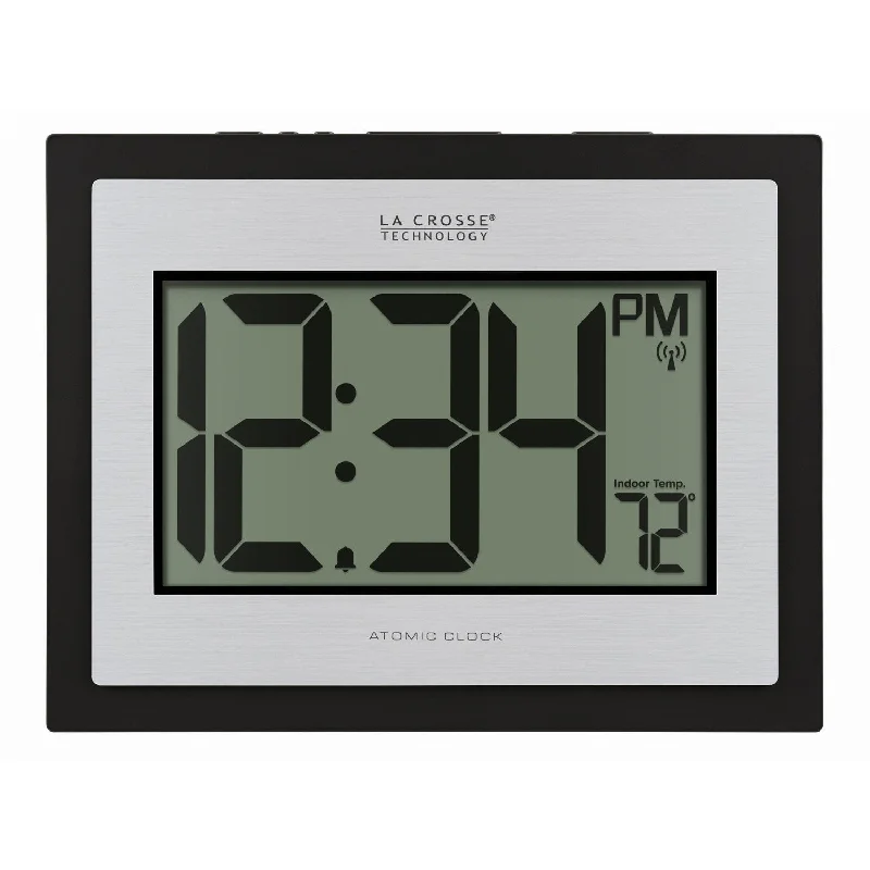 Modern geometric wall art-La Crosse Technology 513-1422S Atomic Digital Wall Clock with Indoor Temp