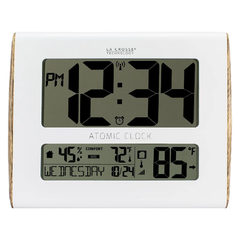 Sleek black sculptures-LaCrosse Technology 513-1919 Atomic Digital Wall Clock with Indoor/Outdoor Temperature and Indoor Humidity