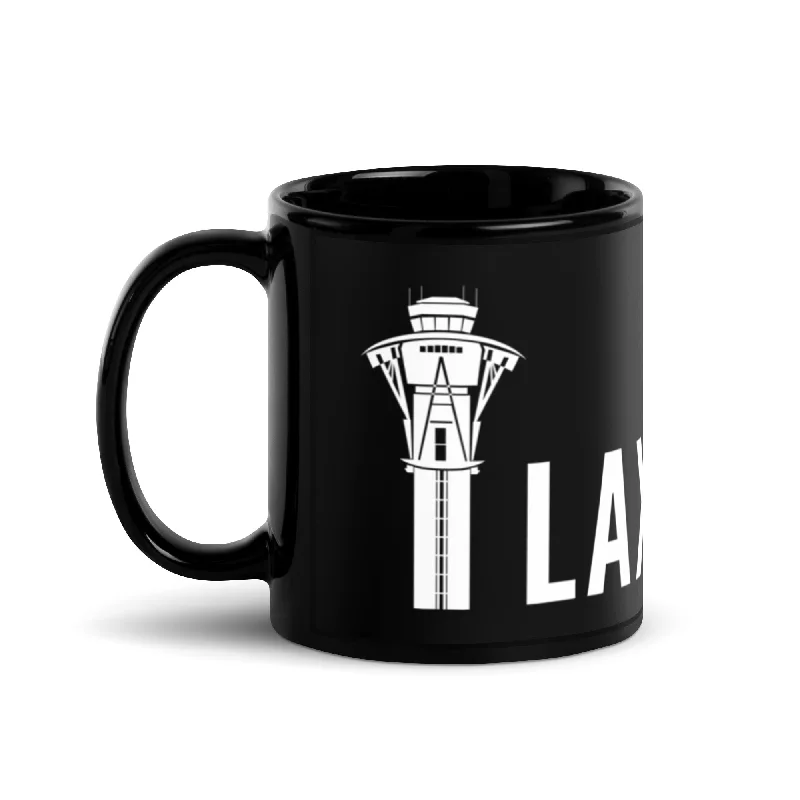 Eco-friendly bamboo cups-LAX TOWER Black Glossy Mug - SOLD IN US ONLY