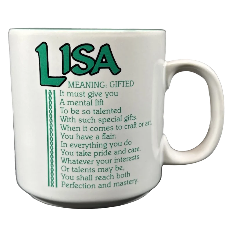 Outdoor stainless steel tumblers-LISA Poetry Name Green Interior Mug Papel