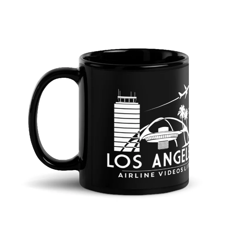 Microwave-safe ceramic mugs-LOS ANGELES AVL (SOLD IN US ONLY) Black Glossy Mug