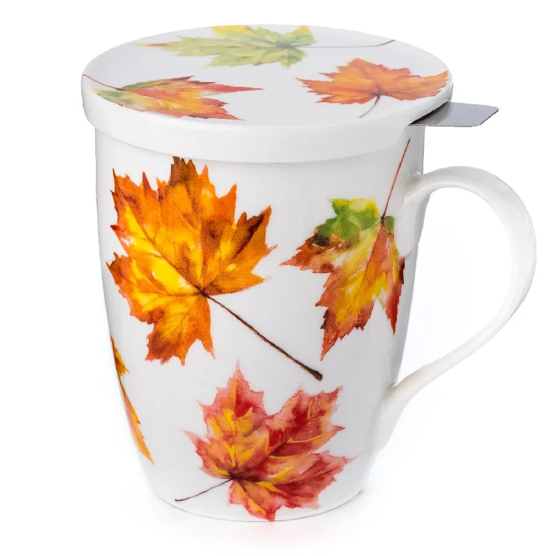 Cute cartoon character cups-Maple Leaf Forever Tea Mug w/ Infuser & Lid