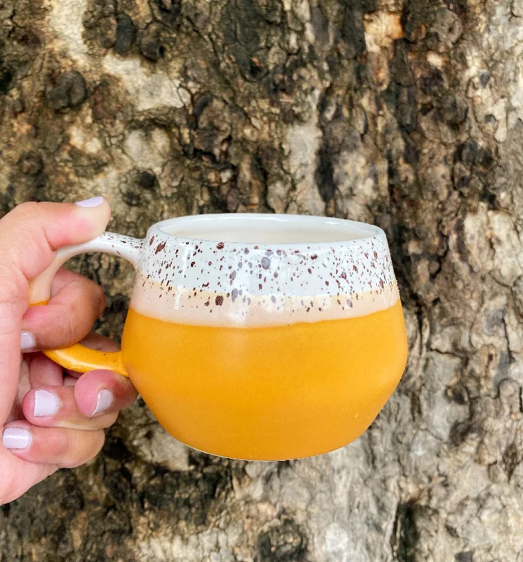 Small espresso cups for shots-Matte yellow & white Malmo mug.