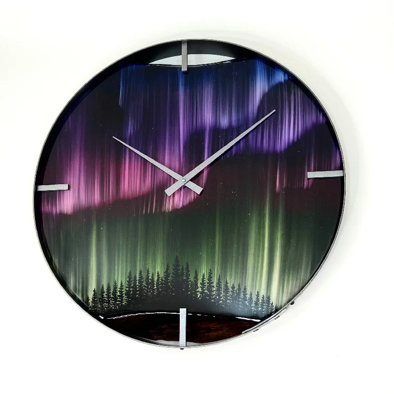 Luxury velvet table lamps-*NEW // 21” Northern Lights Live Edge Black Walnut Wood Wall Clock