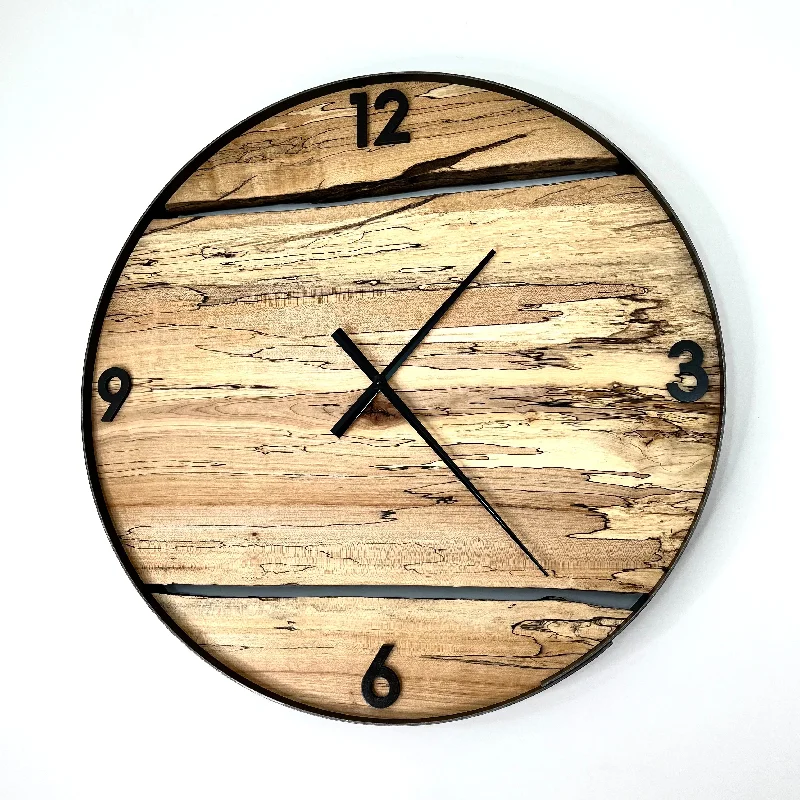 Modern geometric wall mirrors-*NEW // 25” Spalted Maple Live Edge Wood Clock