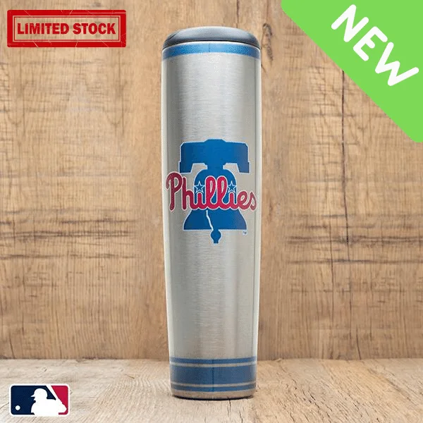 Modern glass iced tea cups-Philadelphia Phillies Metal Dugout Mug | Stainless Steel Baseball Bat Mug