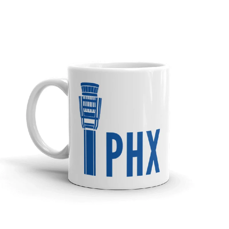 Durable enamel mugs for hiking-PHX Tower White glossy mug