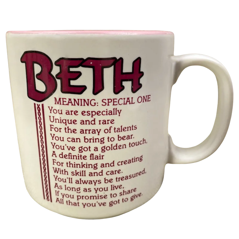 Matte black ceramic cups-BETH Poetry Name Pink Interior Mug Papel