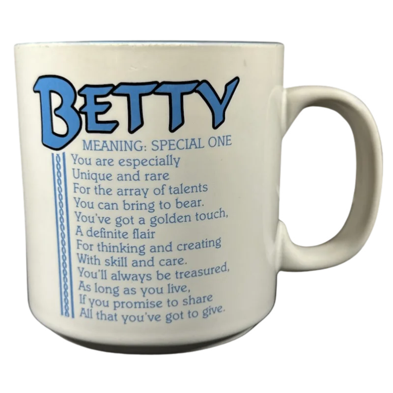 BPA-free plastic tumblers-BETTY Poetry Name Mug Blue Interior Papel