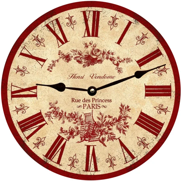 Stylish woven wall decor-Red French Toile Clock